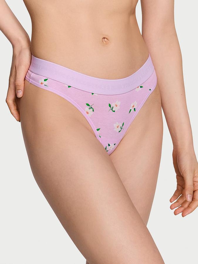 Logo Cotton Thong Panty