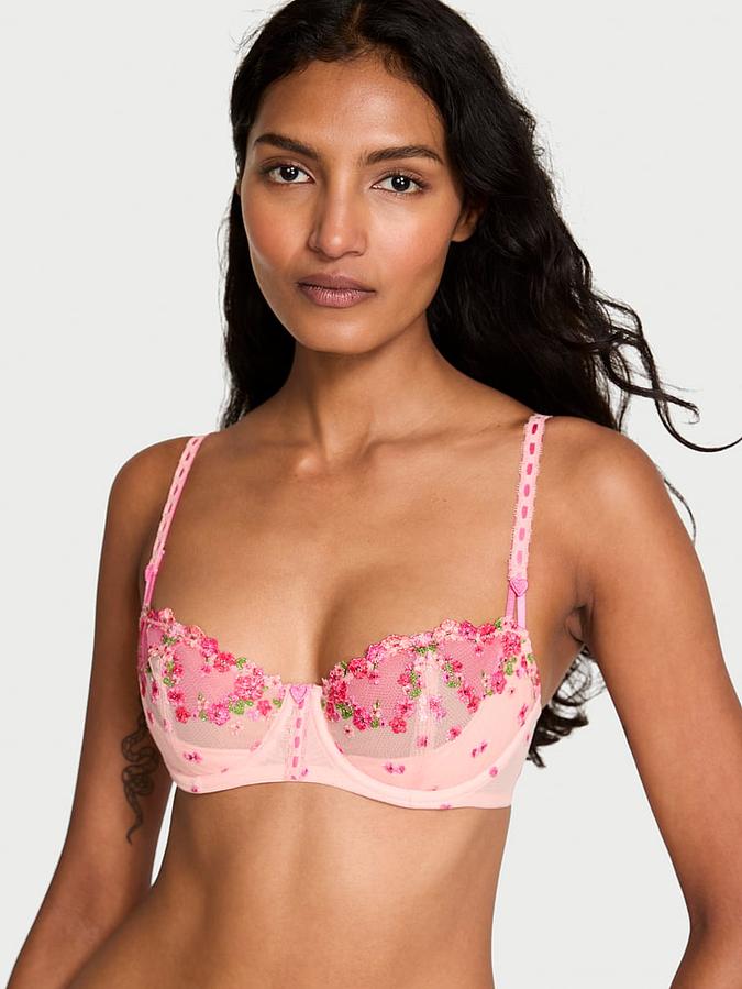 Wicked Hearts & Roses Embroidery Unlined Balconette Bra