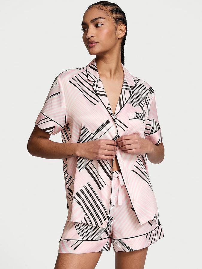 Glazed Satin Short Pajama Set image number 0