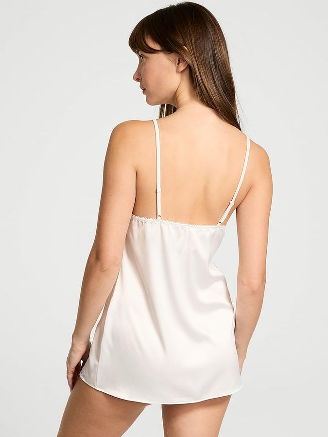 Tease Satin Lace-Trim Mini Slip Dress image number 1