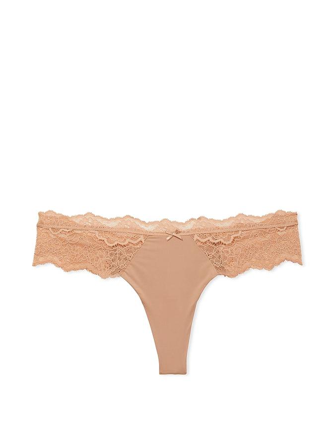 Lace-Trim Thong Panty image number 1