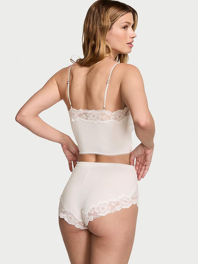 Modal & Lace Trim Straight-Neck Cami Set image number 1