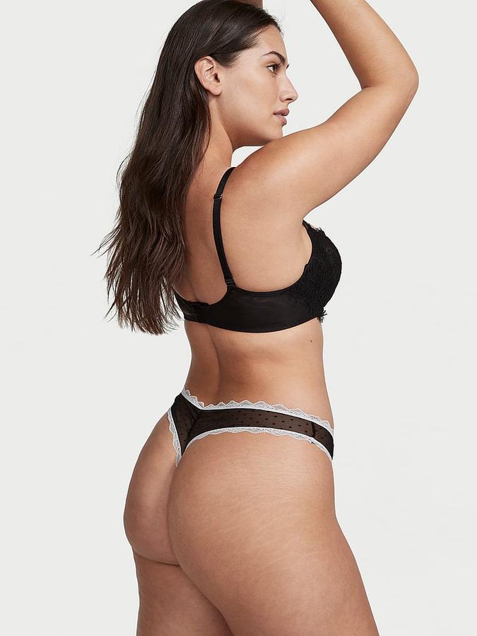 Swiss Dot Lace Thong Panty image number 1