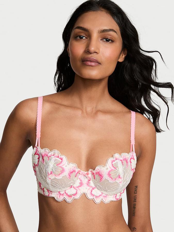 Wicked Peony Embroidery Unlined Balconette Bra image number 0