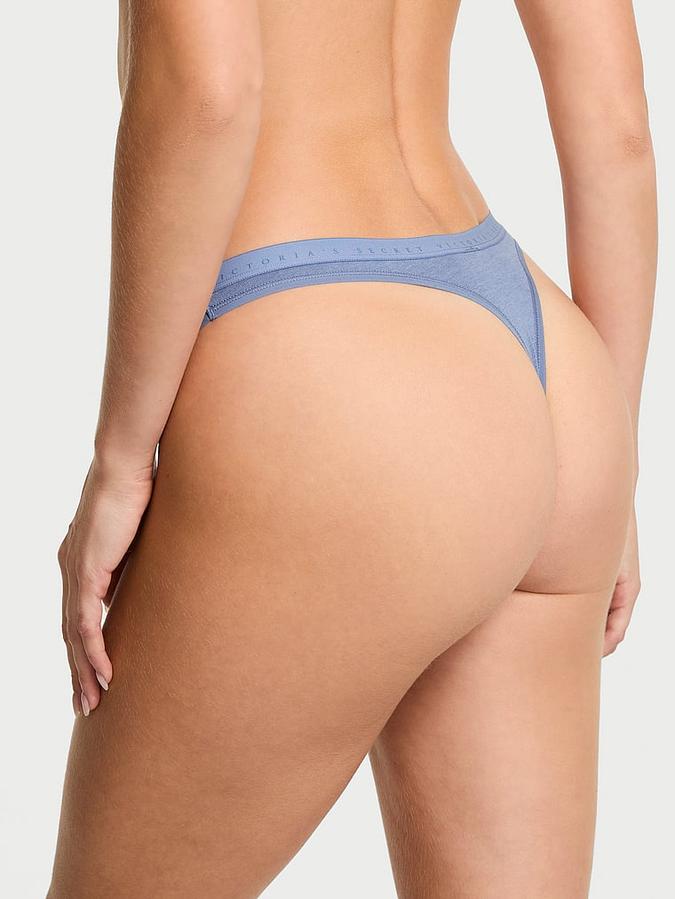 Stretch Cotton High-Leg Scoop Thong Panty