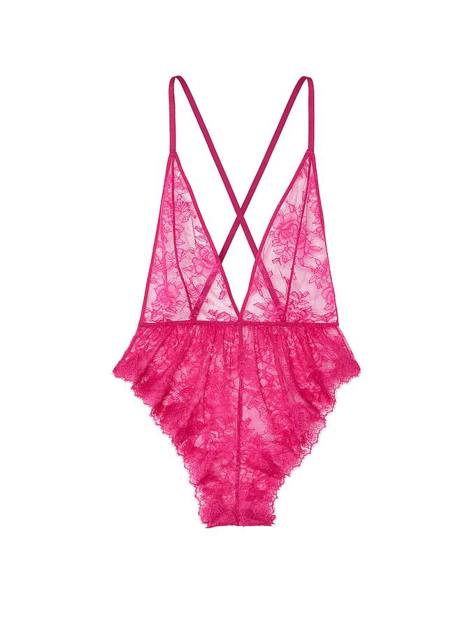 Rose Lace Plunge Flutter Romper image number 2