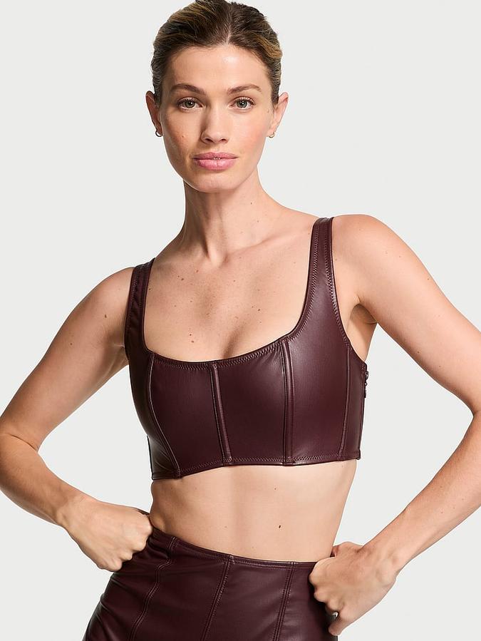 Faux Leather Mini Corset Top image number 0
