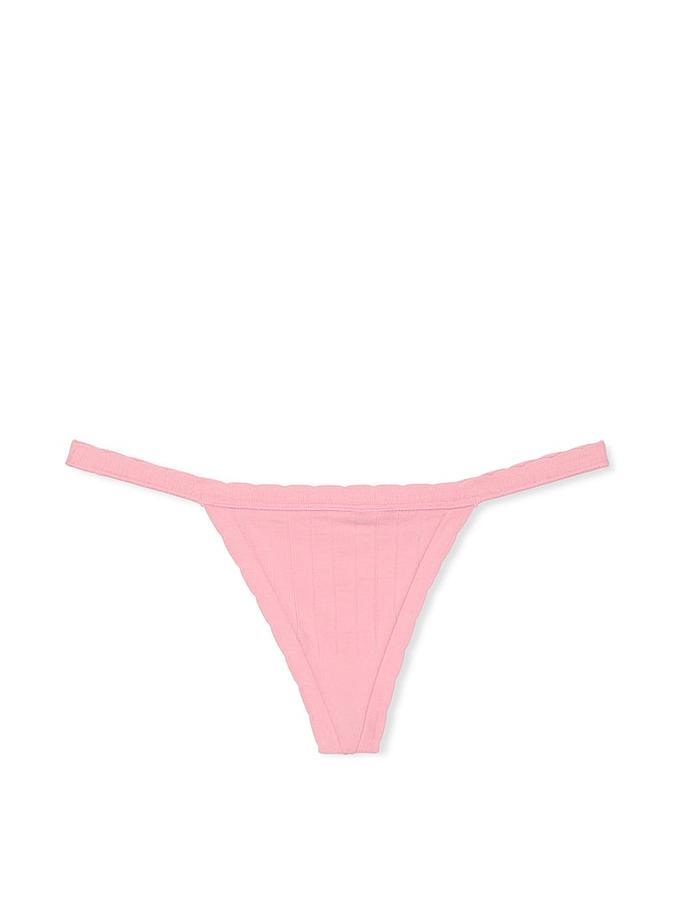 Stretch Cotton Rib V-String Panty image number 1