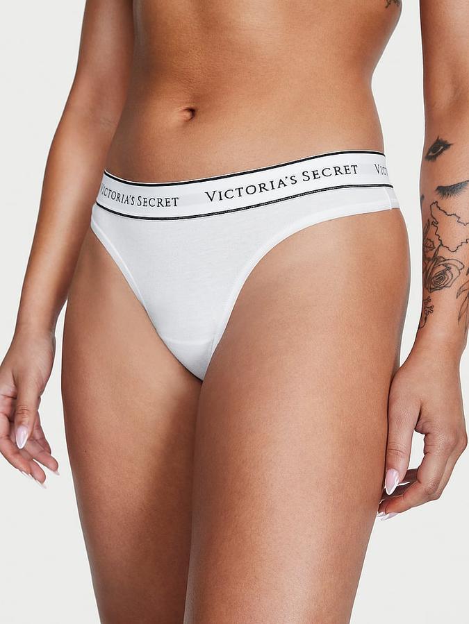 Logo Cotton Thong Panty image number 0