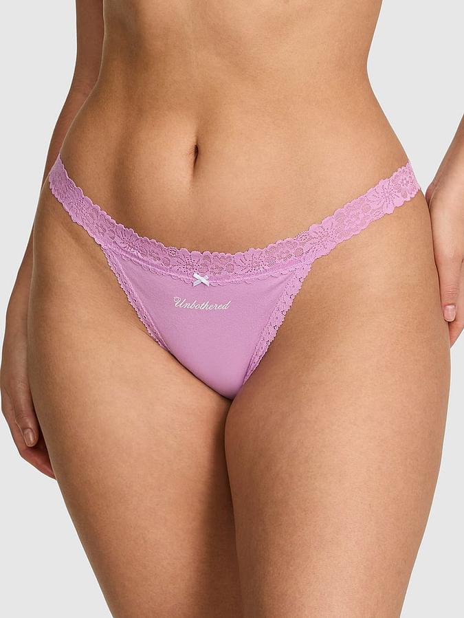 Cotton Lace-Trim Bikini Panty
