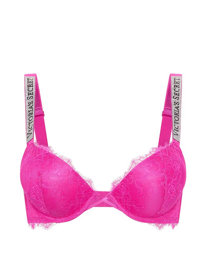 Bombshell Add-2-Cups Shine Strap Rose Lace Push-Up Bra image number 2
