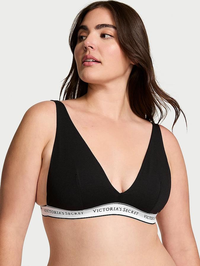 Wireless Cotton Plunge Bralette image number 0
