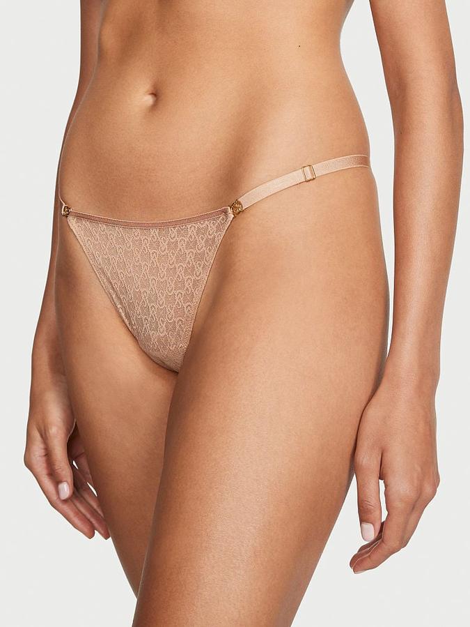 Icon by Victoria's Secret Lace Adjustable String Thong Panty image number 0