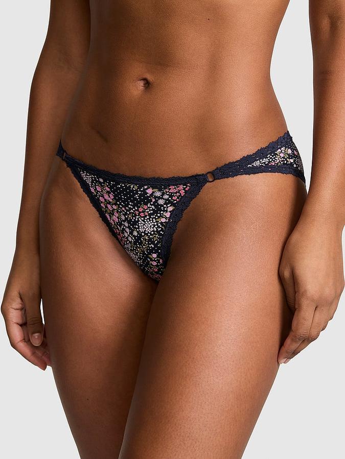 Cotton Lace-Trim Low-Rise Cheeky Panty