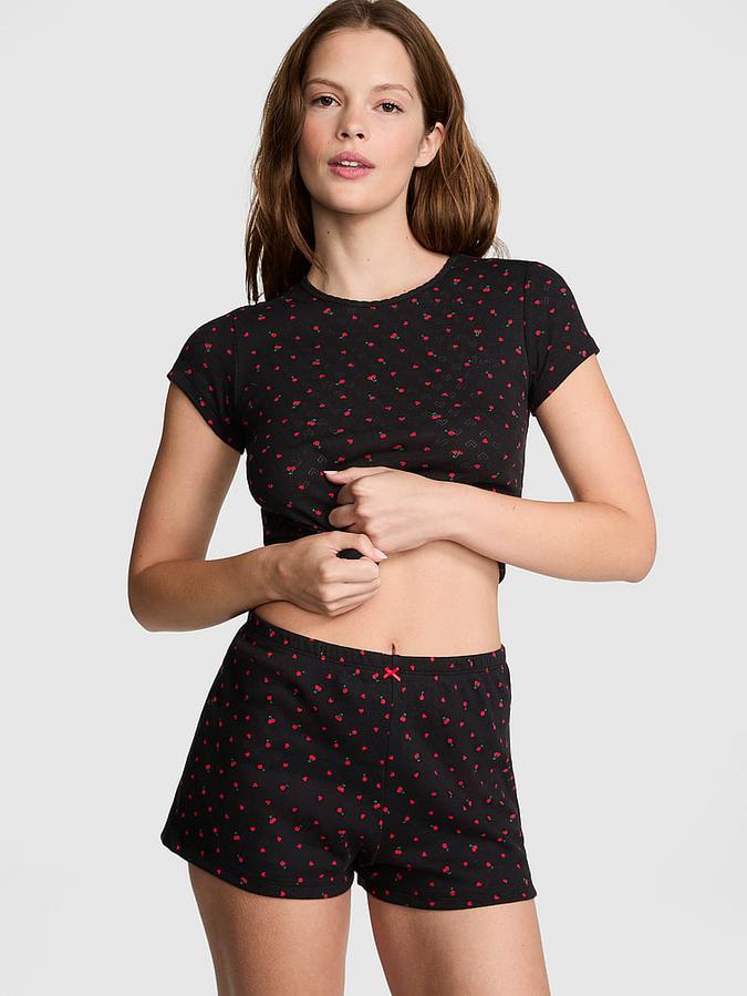 Cotton Heart Pointelle Sleep Shorts image number 0