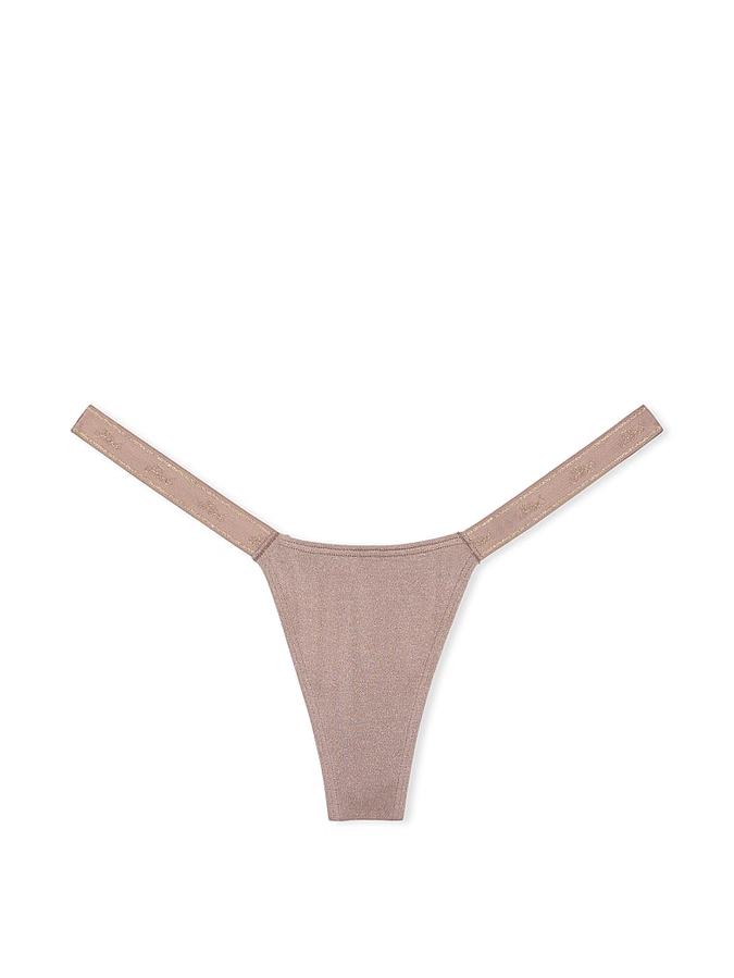 Logo Cotton Shimmer Micro Thong Panty image number 0