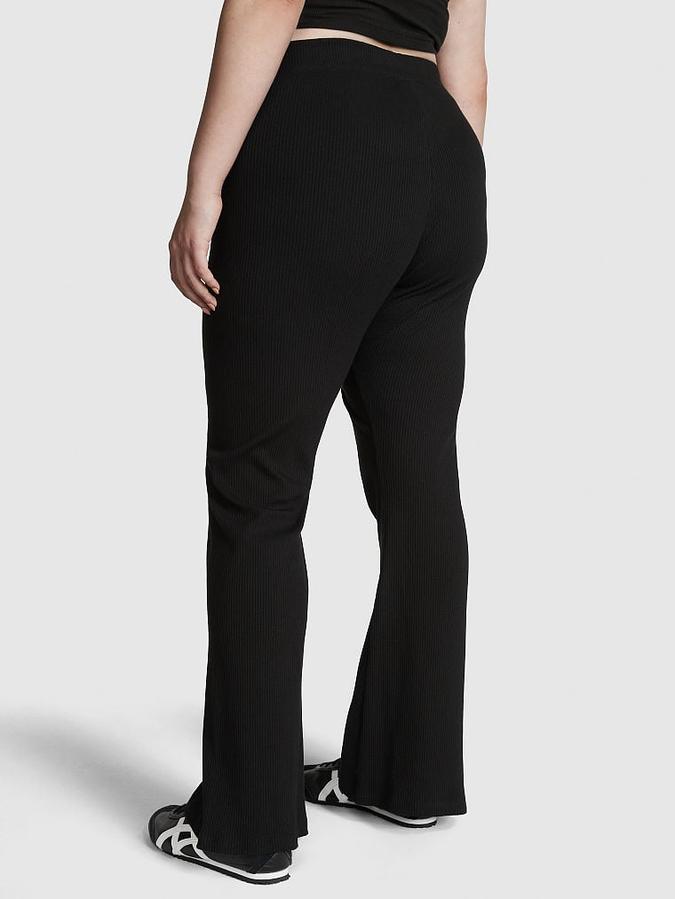 Stretch Cotton Ribbed Flare Legging image number 1