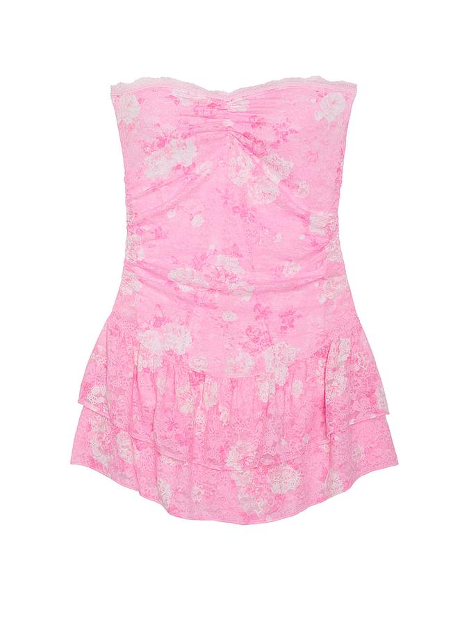PINK x LoveShackFancy Strapless Lace Mini Dress image number 2