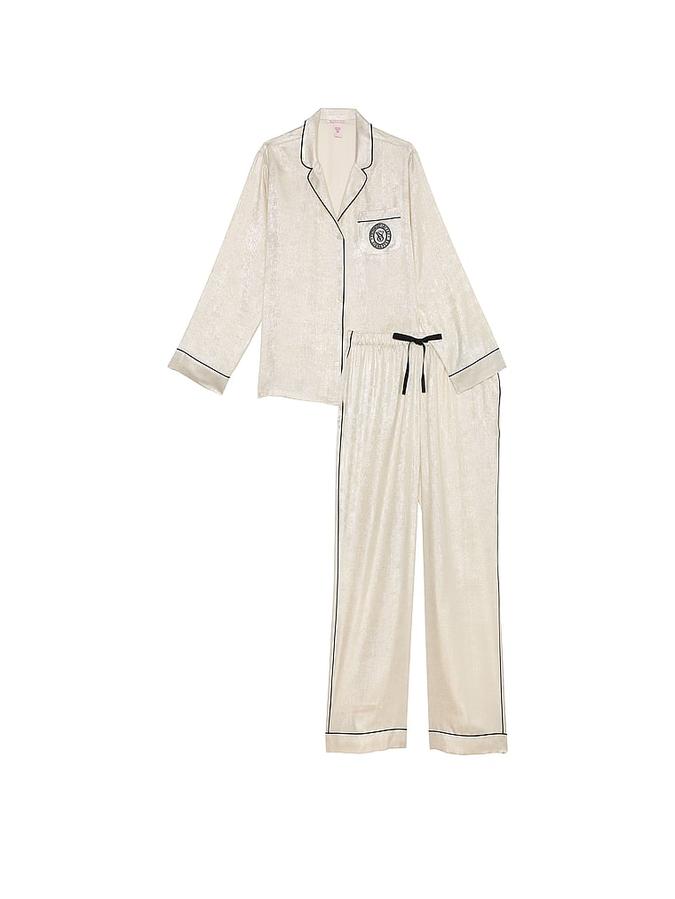 Glazed Satin Long Pajama Set image number 2