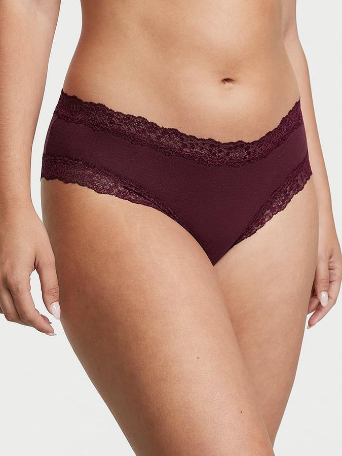 Lace-Waist Cotton Cheeky Panty image number 0