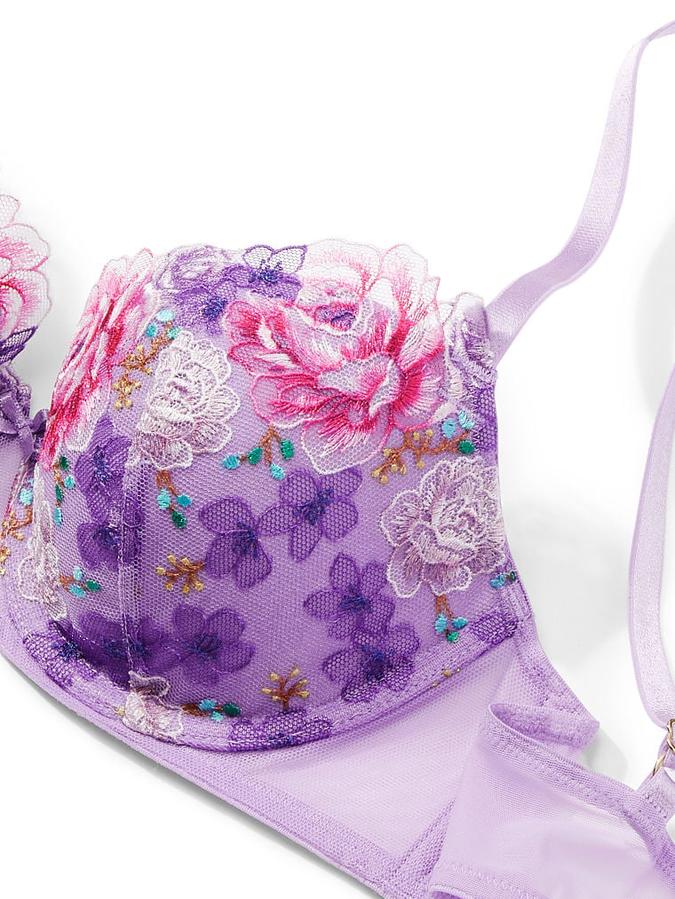 Floral Embroidery Lightly Lined Demi Bra image number 3