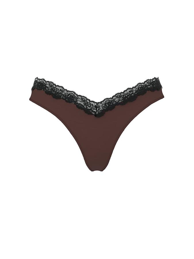 Lace-Trim High-Leg Thong Panty image number 2