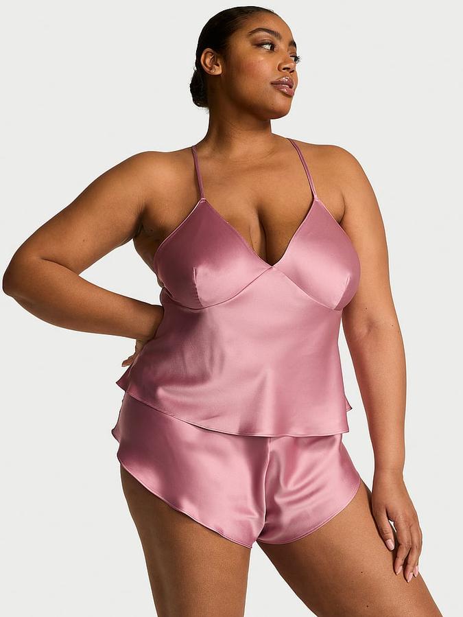 Satin Open-Back Cami & Shorts Set image number 0
