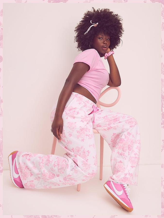 PINK x LoveShackFancy Wide-Leg Sweatpants image number 4
