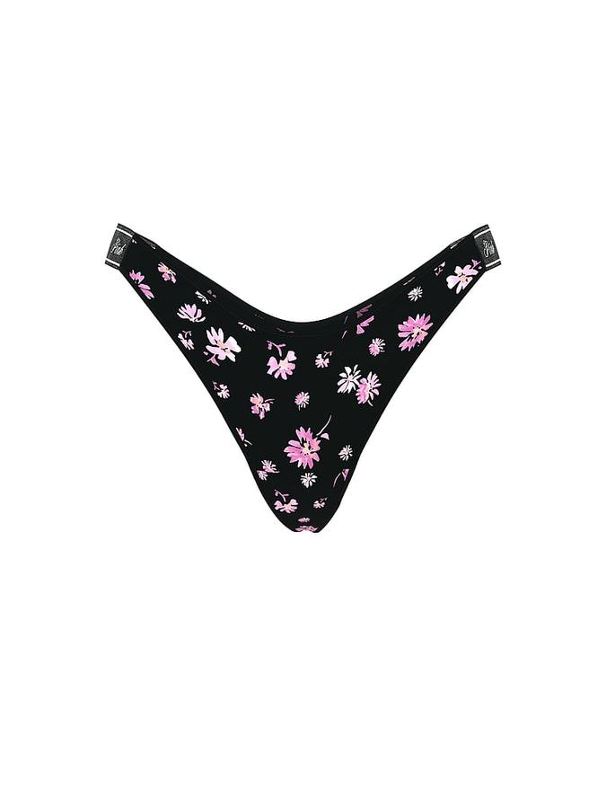 Logo Cotton Shine High-Leg Thong Panty image number 2