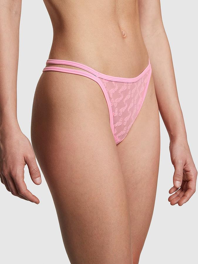 Logo Mesh Strappy Thong Panty image number 0