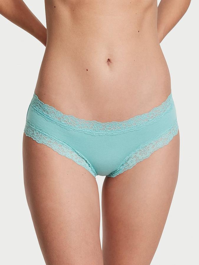 Lace-Waist Cotton Cheeky Panty image number 0