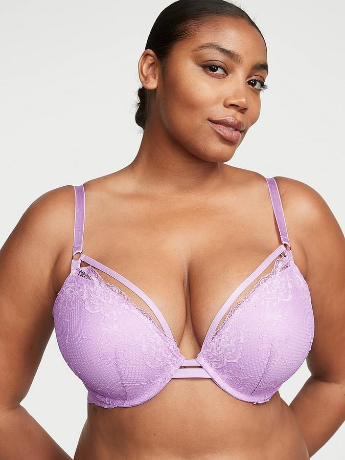 Strappy Fishnet Lace Push-Up Bra image number 0