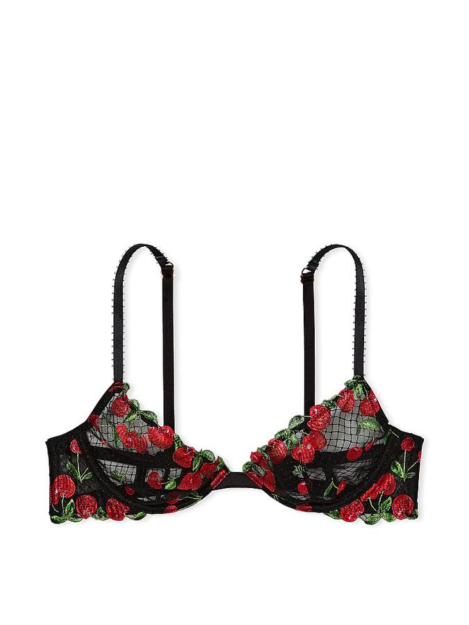 Embroidered Low-Cut Demi Bra image number 2