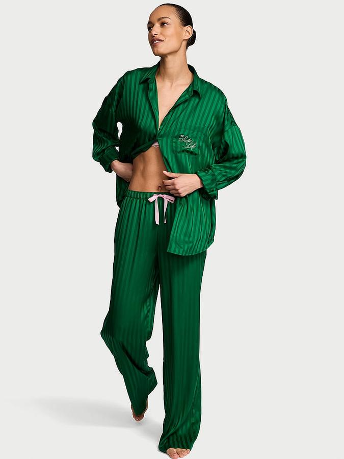 Signature Satin Oversized Long Pajama Set