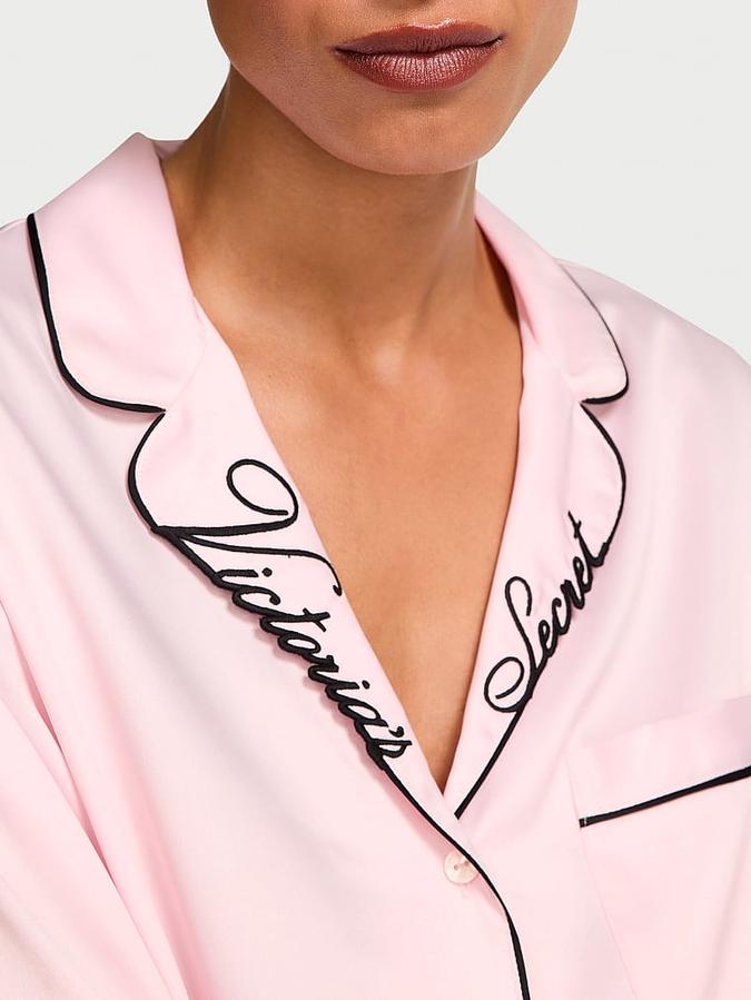 Glazed Satin Long Pajama Set image number 3