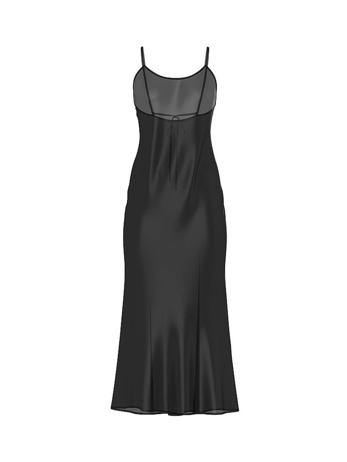 Luxe Sheer Satin Long Slip Dress image number 2