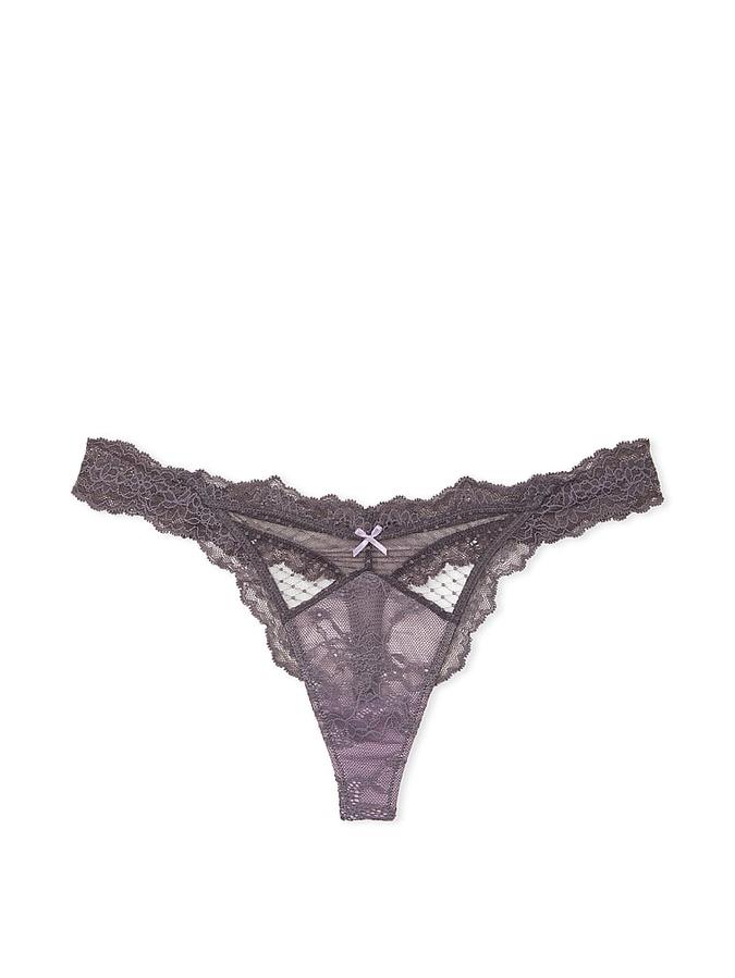 Lace & Mesh Thong Panty image number 1