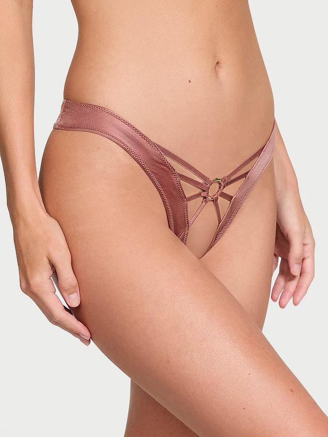 Strappy Hardware Crotchless Thong Panty image number 0