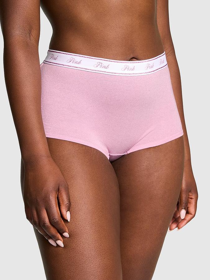 Logo Cotton Shimmer Boyshort Panty image number 0