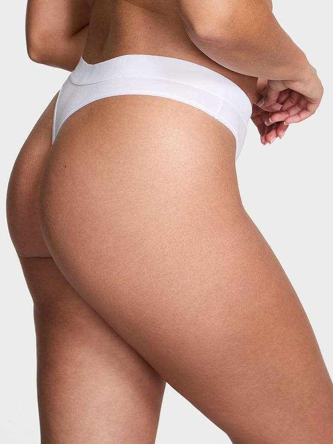 Logo Cotton Shine Patch Thong Panty