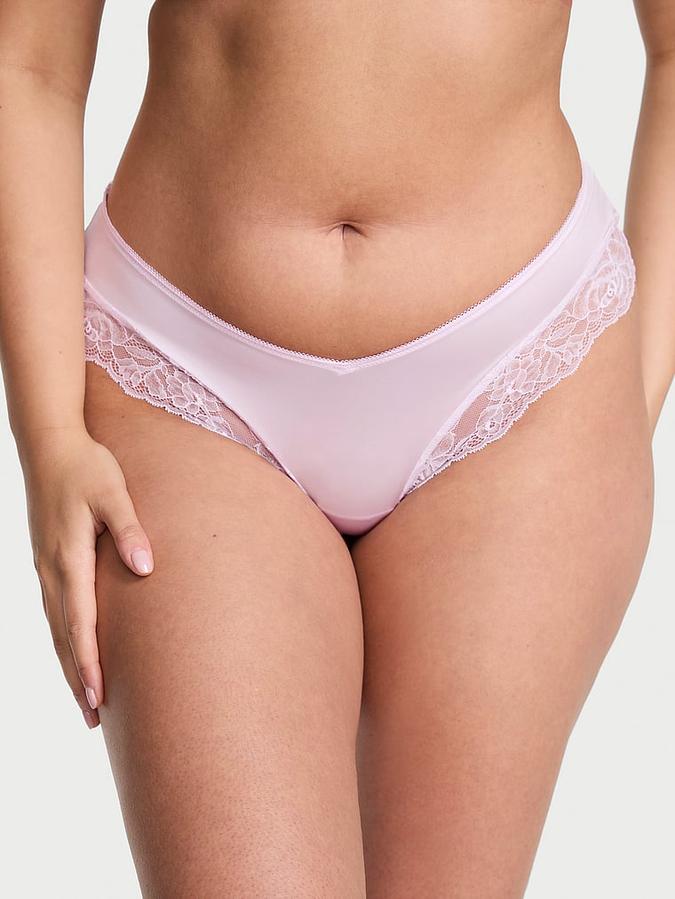Rose Lace-Trim High-Leg Cheeky Panty