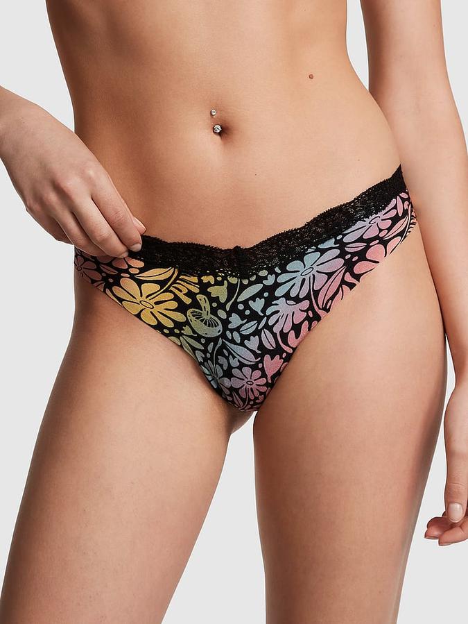 No-Show Lace-Trim Thong Panty image number 0