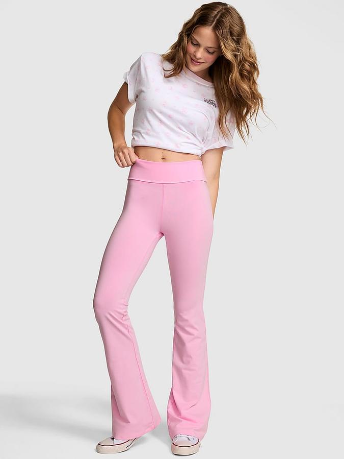 Pink PINK x LoveShackFancy Cotton Foldover Flare Leggings PINK x LoveShackFancy Cotton Foldover Flare Leggings