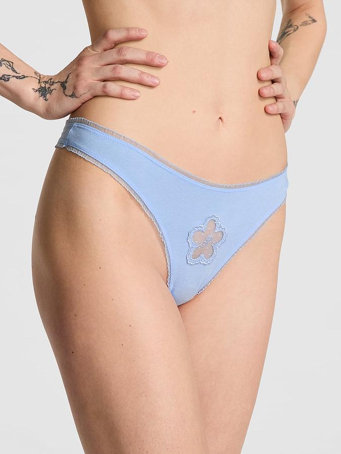 Cotton Daisy Patch High-Leg Thong Panty image number 0