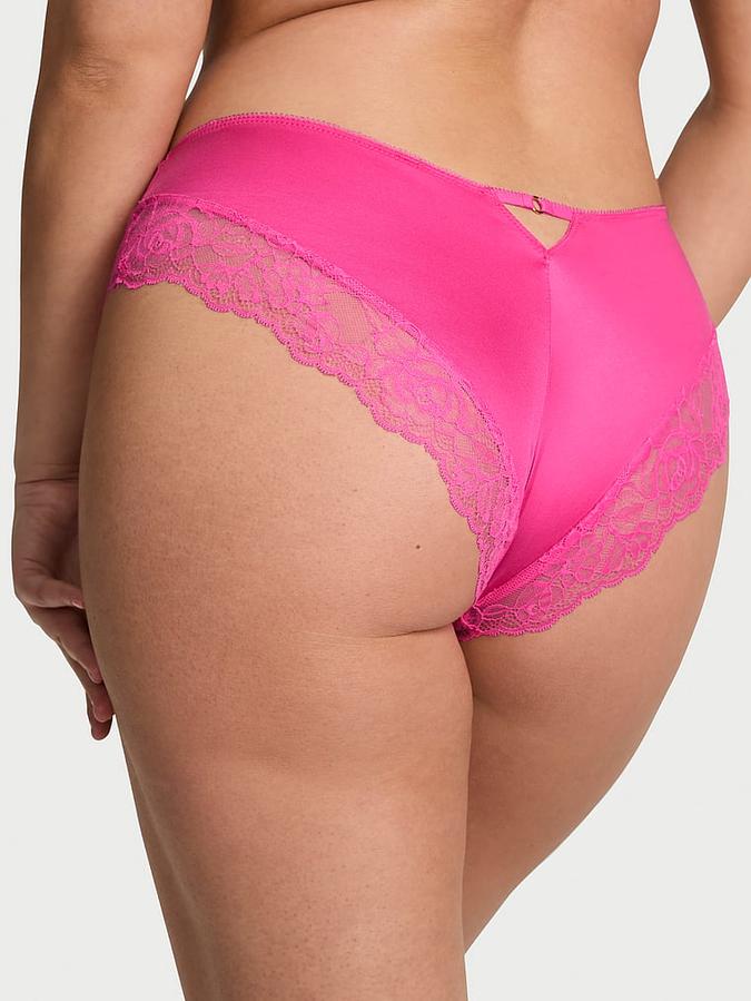 Rose Lace-Trim High-Leg Cheeky Panty