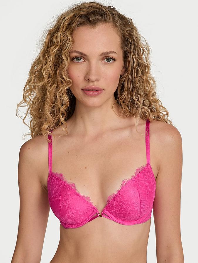 Rose Lace Lightly Lined Low-Cut Demi Bra