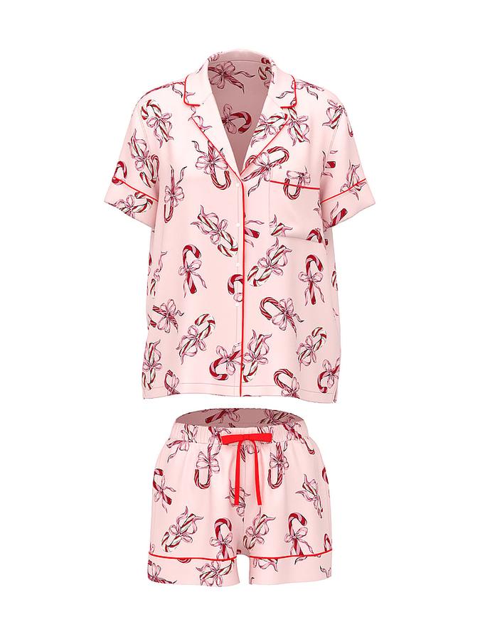 Glazed Satin Short Pajama Set image number 2