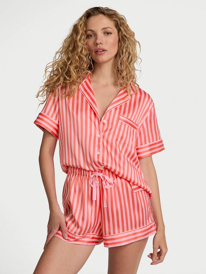 Glazed Satin Short Pajama Set image number 4