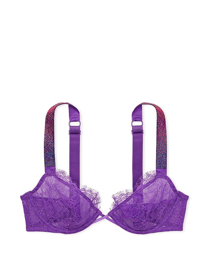 Shine Strap Unlined Low-Cut Lace Demi Bra image number 2