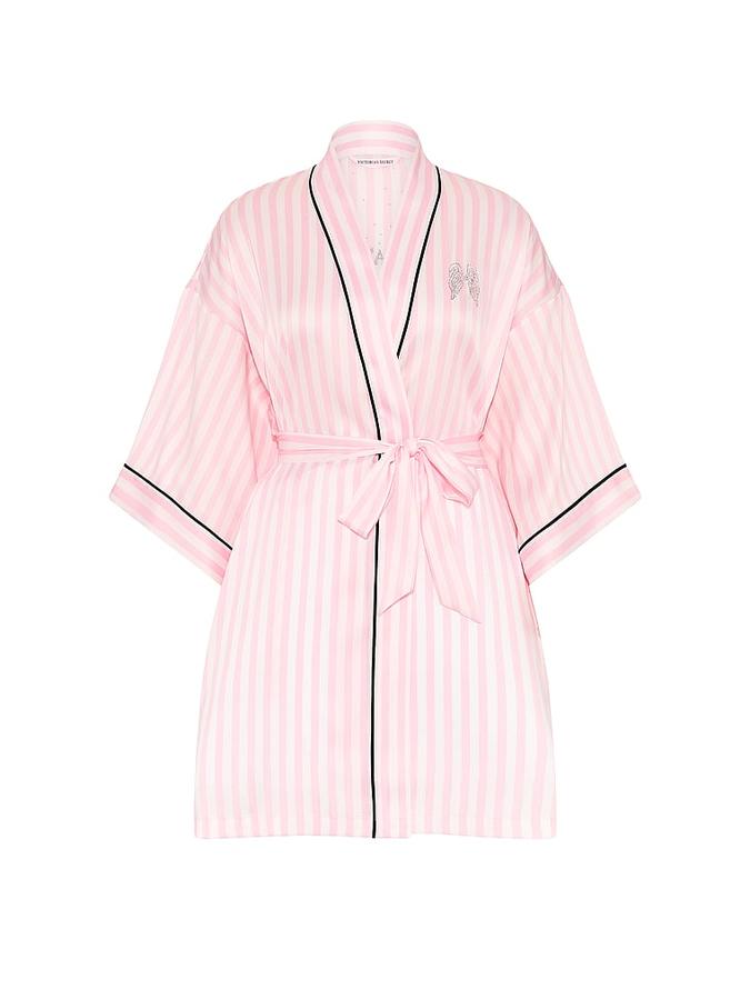 Signature Satin Short Piped Robe image number 2